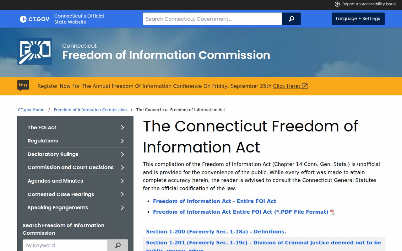 Hamden residents directory Connecticut Freedom of Information Act