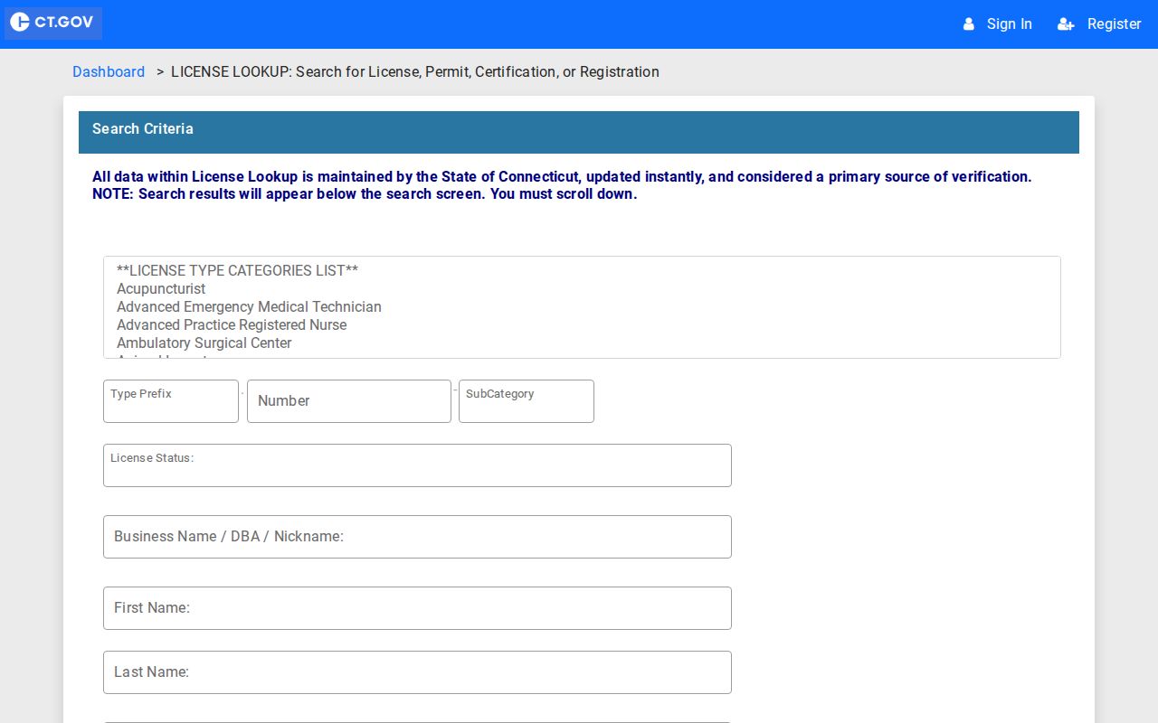 Hamden residents directory Connecticut professional license lookup