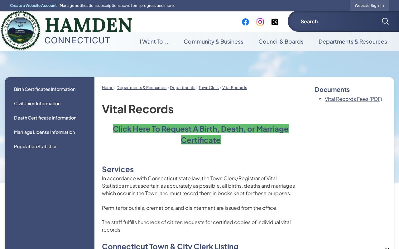Hamden residents directory vital records overview