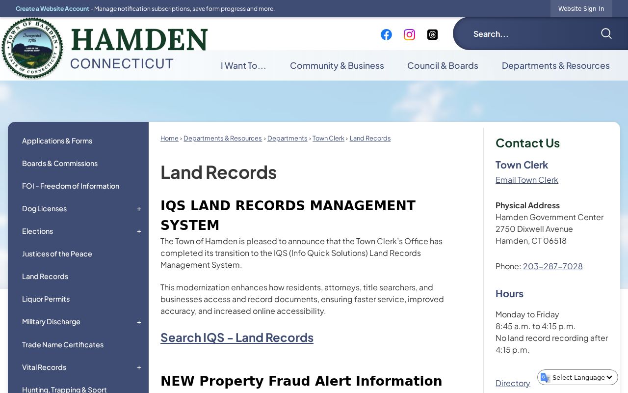 Hamden street directory Town Clerk land records