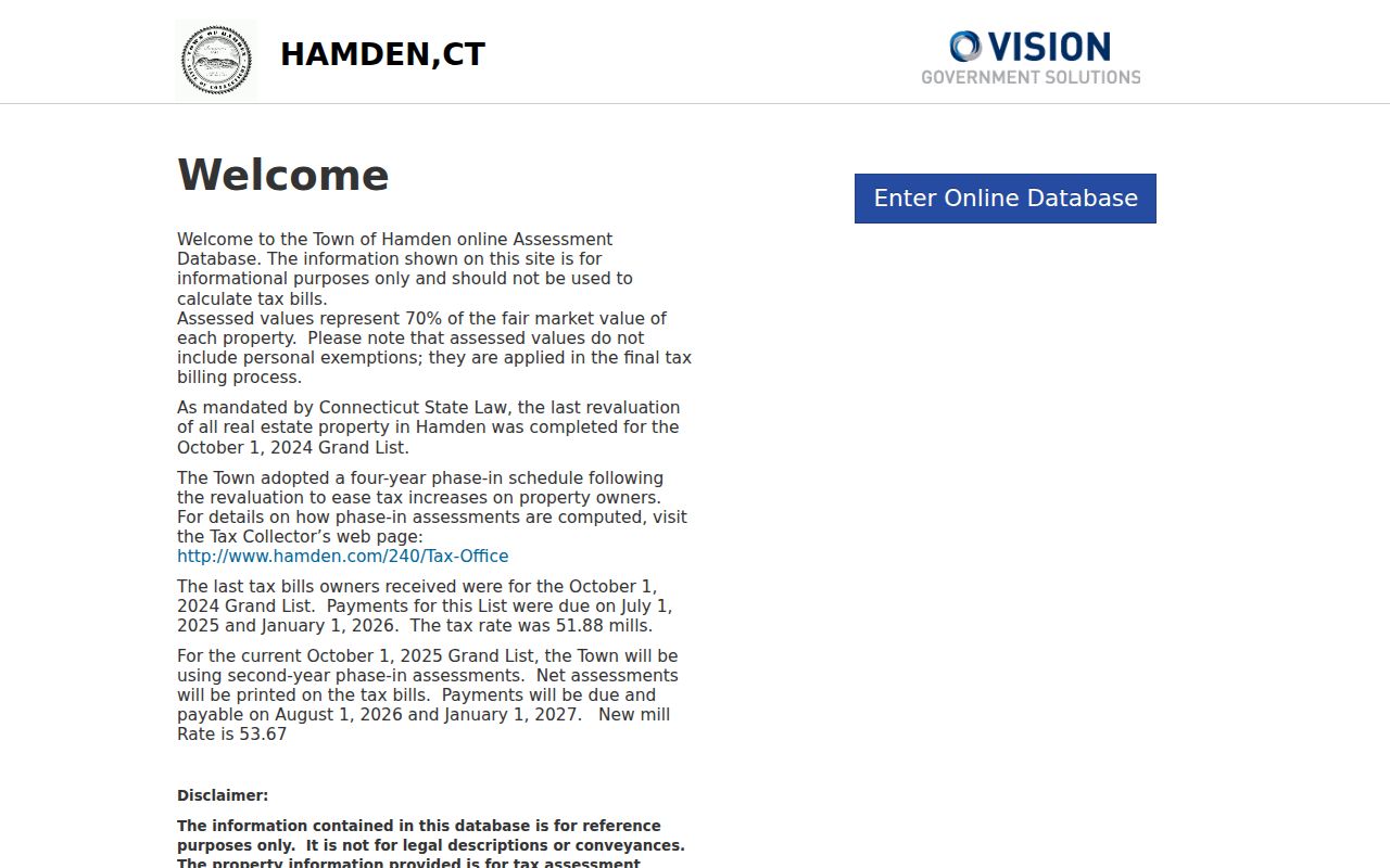 Hamden street directory Vision assessment database
